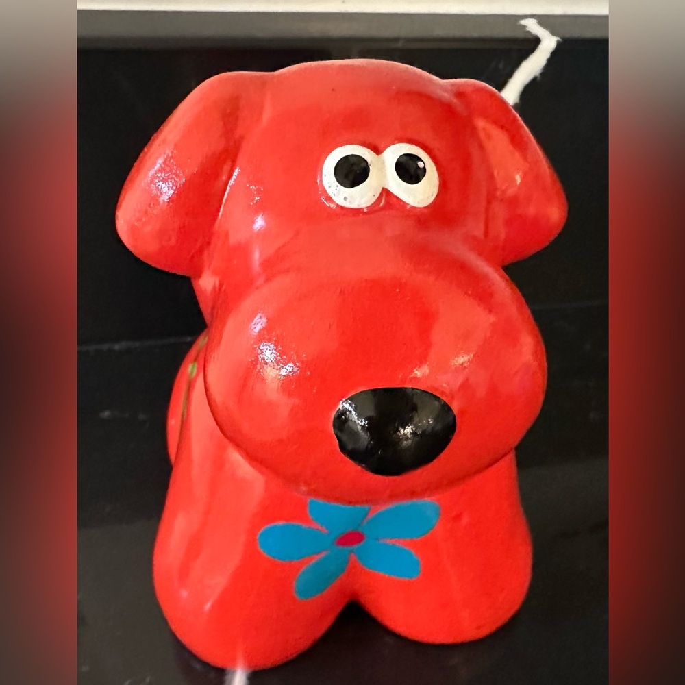 🐶 CERAMIC RED PUPPY DOG BANK 🐶 EUC